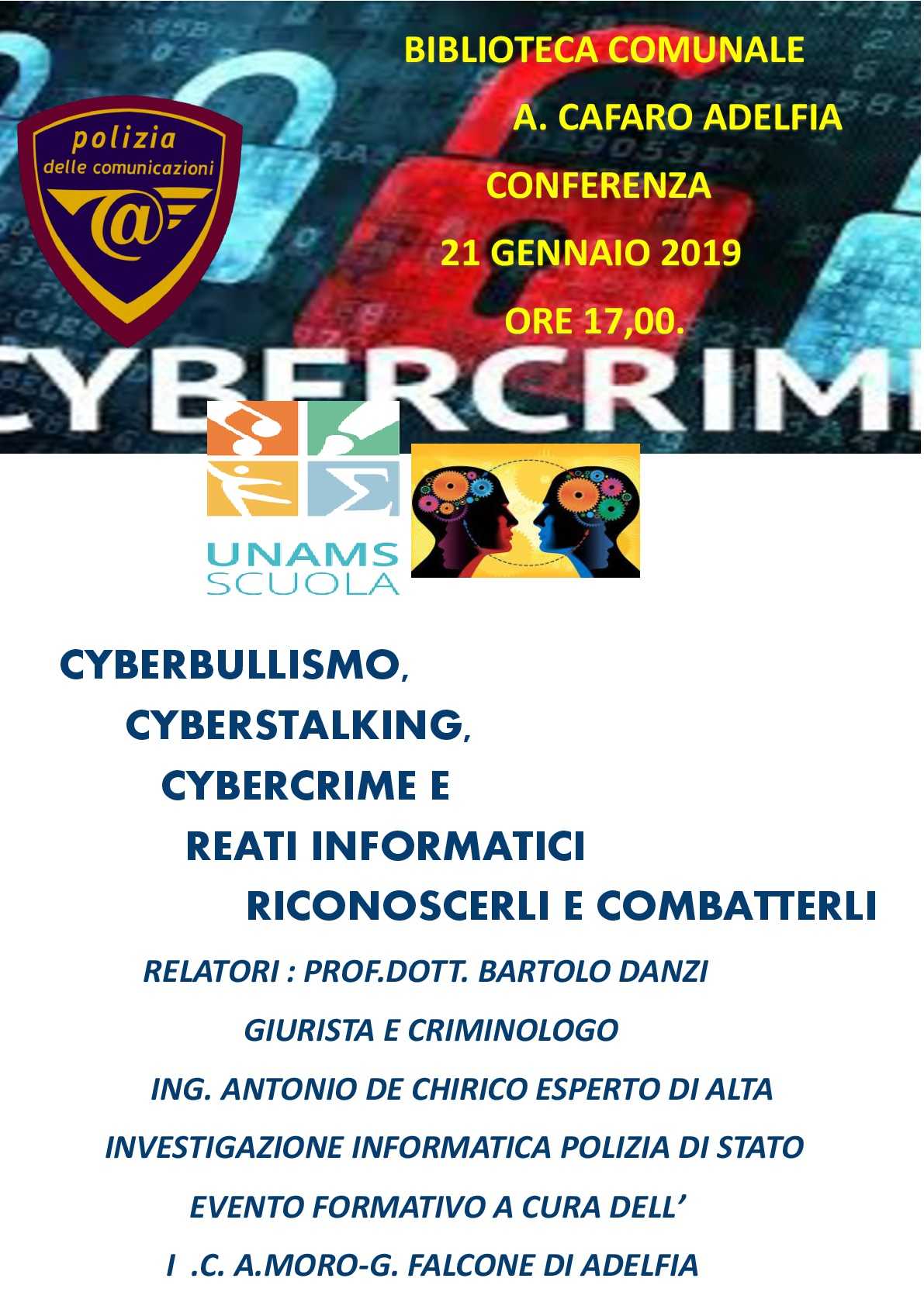 Cyberbullismo, cyberstalking. Riconoscerli e combatterli. Conferenza