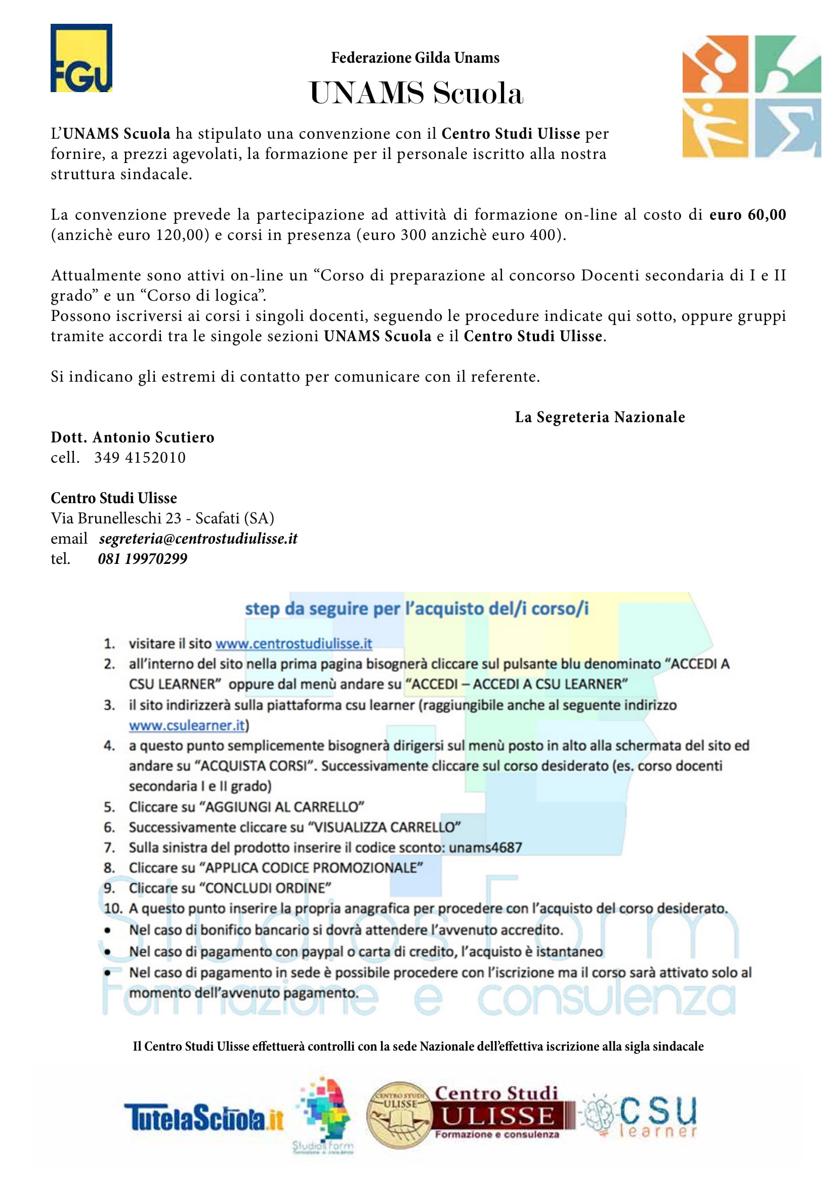 Corso di formazione per gli iscritti UNAMS Scuola